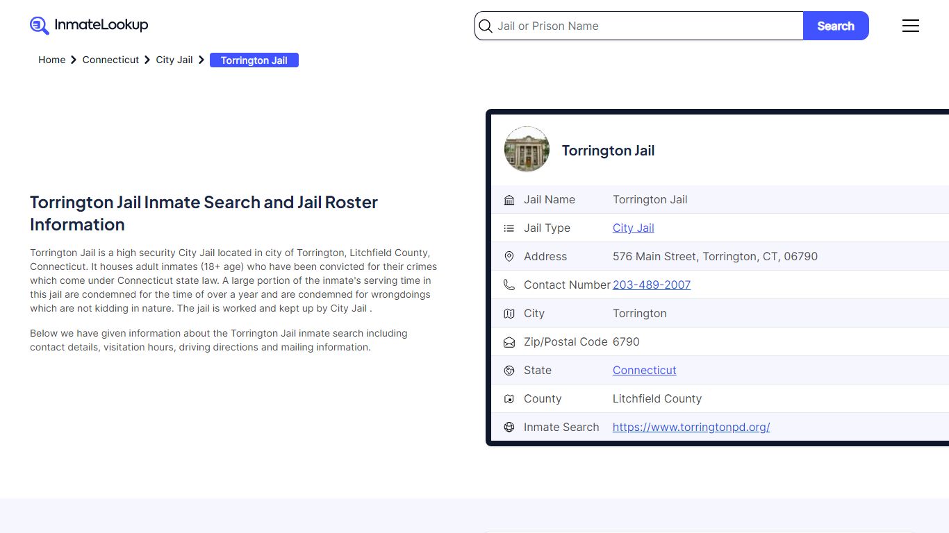 Torrington Jail Inmate Search and Jail Roster Information - Inmate Lookup